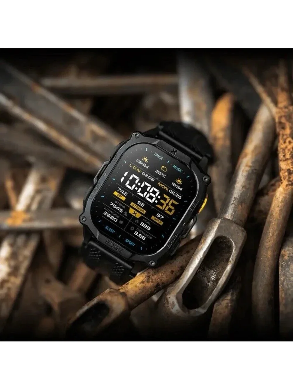 Edge Smart Watch Rugged, 1.96″ AMOLED, Stainless Steel, IP69K/5ATM Fitness Black